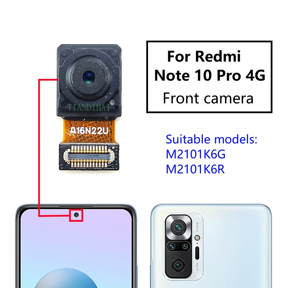 Xiaomi Redmi Note 10 Pro 4G M2101K6G M2101K6Rバックメインカメラモジュールビューフレックスケーブルパーツのためのリアフロントカメラ