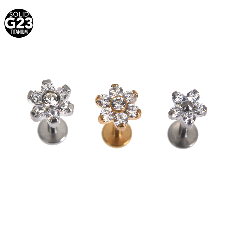 16G ASTM F136 Titanium内部スレッドフォワードヘリックスリップタン舌耳軟骨Daith Conch Piercing Earring Labret Stud