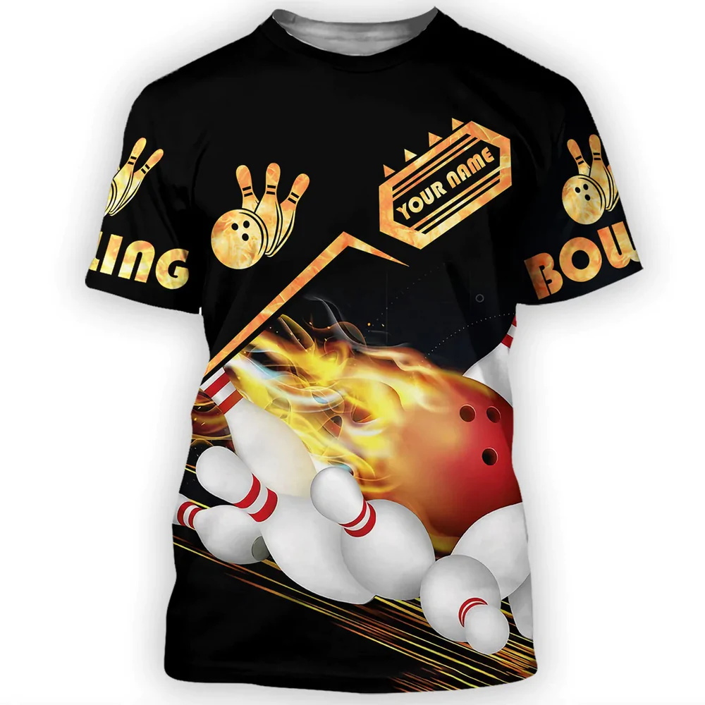 2023 T-shirt da uomo estivo più recente Nome personalizzato Nome Bowling 3D Shirt Stampato 3D unisex Casual Tshirt Gift Bowling Player DW129