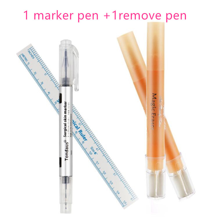 HEATOING TATOOING Skin Marker Poll with Measure Paper Ruler + Magic Eraser Remover Brush Brush stylo Permanent Makeup Tattoo Tatoo