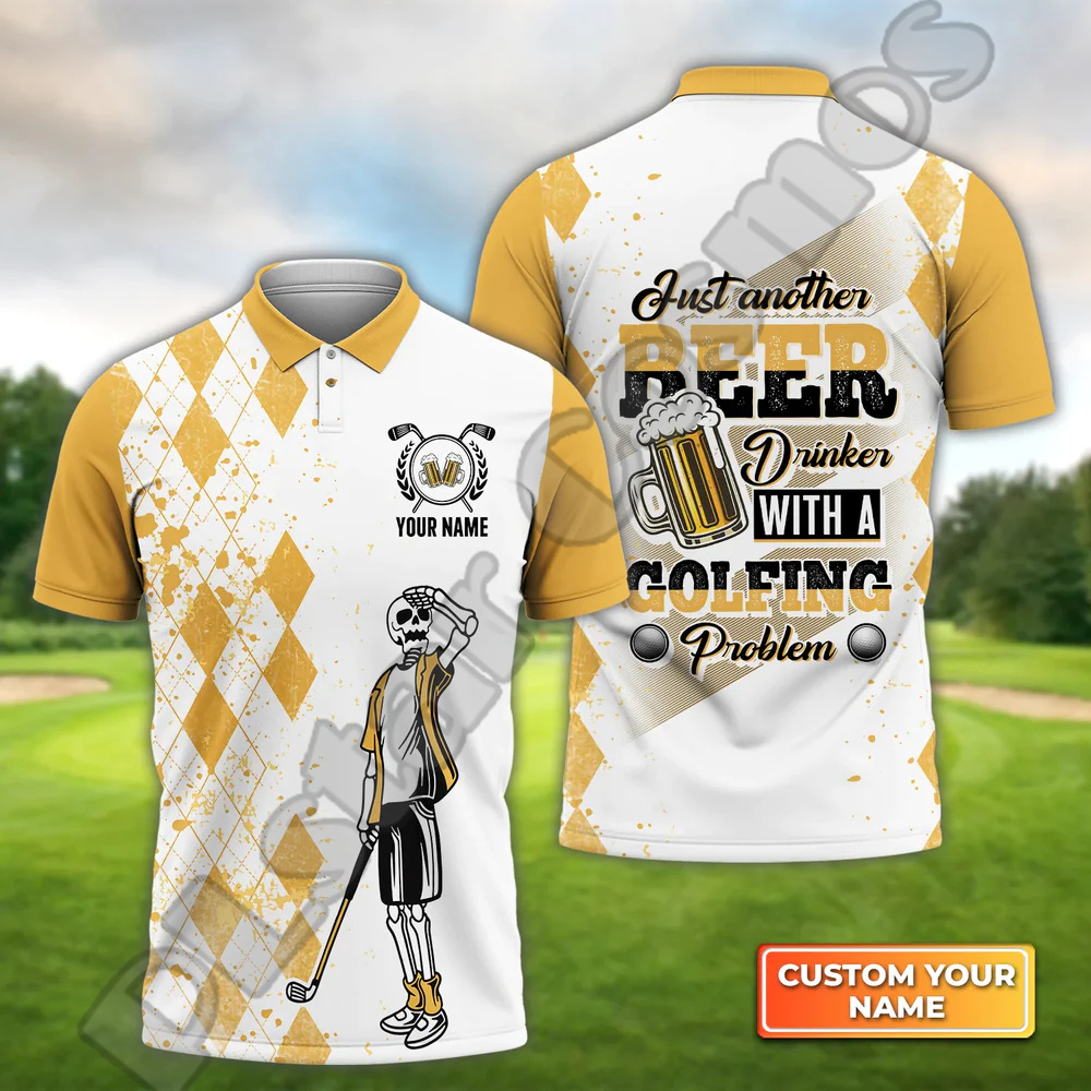 Nom personnalisé Mesh Golf Player Golf Golfer Vintage Tattoo Retro 3dprint Harajuku Summer Casual Short Sleeves Polo A9