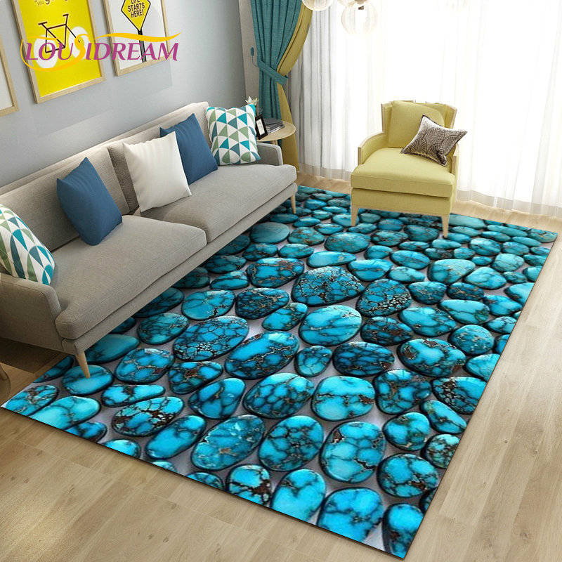Tappeto in pietra di ciottoli colorati 3d, tappeto moquette soggiorno divano camera da letto decorazione della cucina, tappetino pavimenti bambini