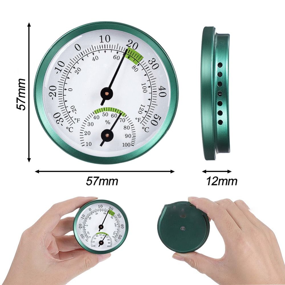 Mini termometer hygrometer analog fuktighet fuktighet mätare fahrenheit celsius inget batteri nödvändigt rumsklimat utanför inuti