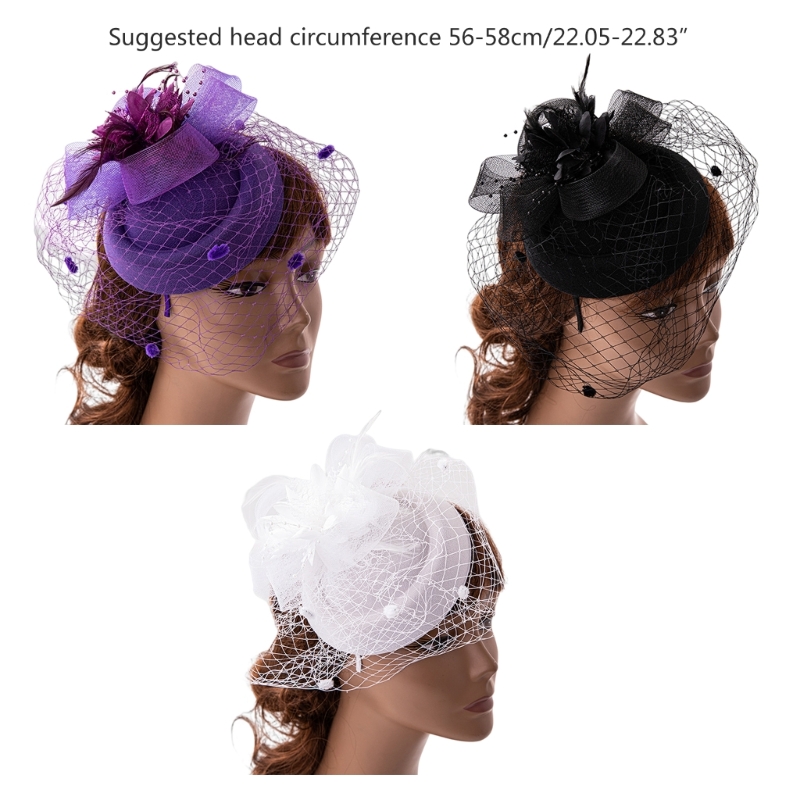 Feather Fascinator Women Fascinator Headband Tea Party Fascinator Derby Hat Cocktail Flower Fascinator Veil Mesh NEW