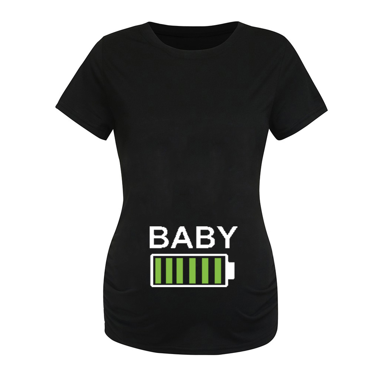 Komik annelik tişörtleri kadınlar kısa kollu tee hamile mürettebat boyun mektub