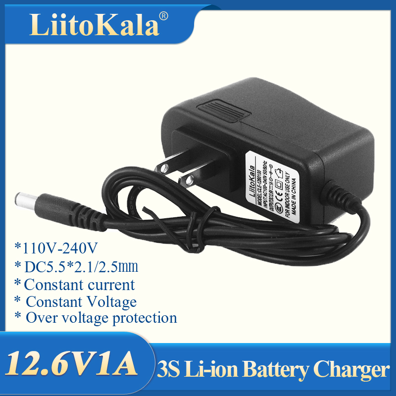 Liitokala 25.2v1a dc 8.4v / 16,8v / 12.6v 1a 1000mA adaptateur d'adaptateur alimentation 2S 3S 4S 6S Charger pour 18650 Batterie au lithium / AC100-240V