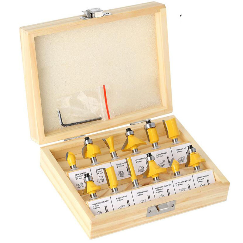 Router Bit Set Set Trimming Gerade Fräser für Holzbits Wolframkarbid schneiden Holzbearbeitung 6 mm 1/4 -Zoll 8mm Schaft