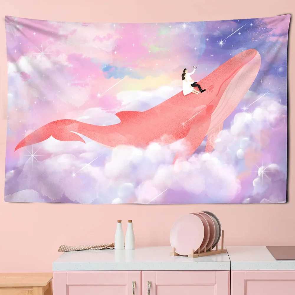 Arazzi di fumetti cartone animato Dolphin Audio a muro appeso Pink Purple Cloud Tapestry DECIFICA A MOLTO CAMERA DELLA CAMERA KAWAII CAMERA DA LEDAGGIO SOGGIORI RAGAZZA RASCHIO R0411