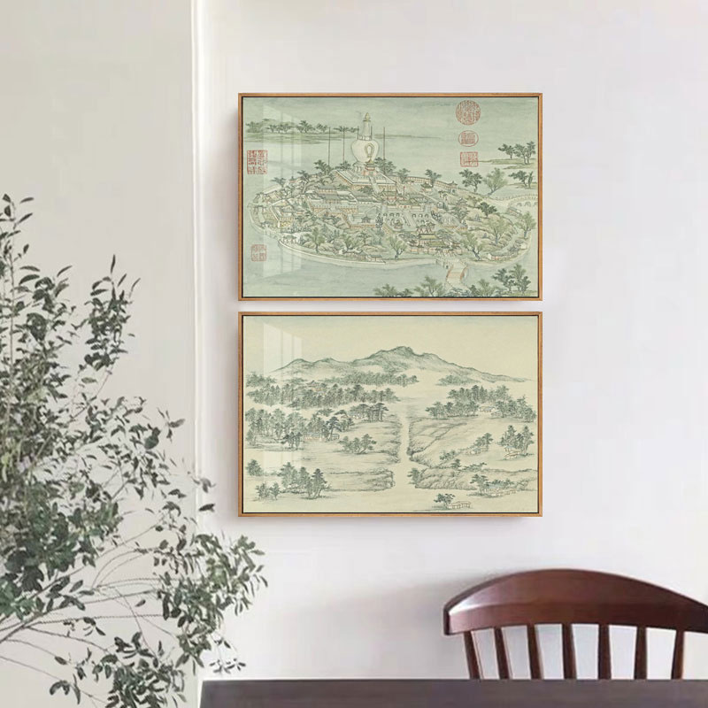 Toile traditionnelle chinoise Print Ink Landscape Wall Paint affiche Pictures Pictures Art Tearoom Salon Porch Home Decor