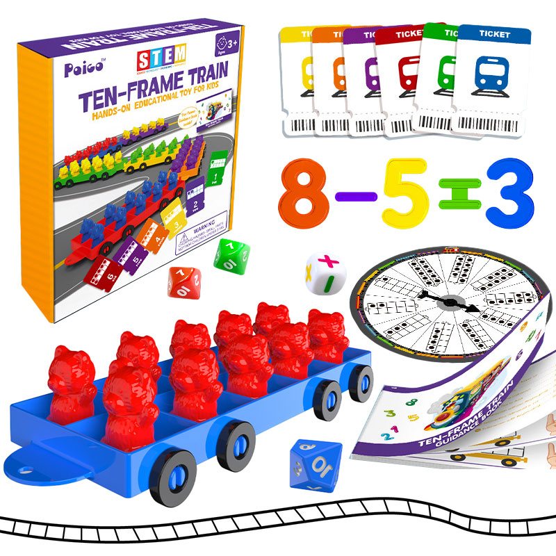 Math Ten Frames Montessori Toys Rainbow Train Digital Arithmetic Game Parish Leernummer Sense educatief speelgoed voor kinderen