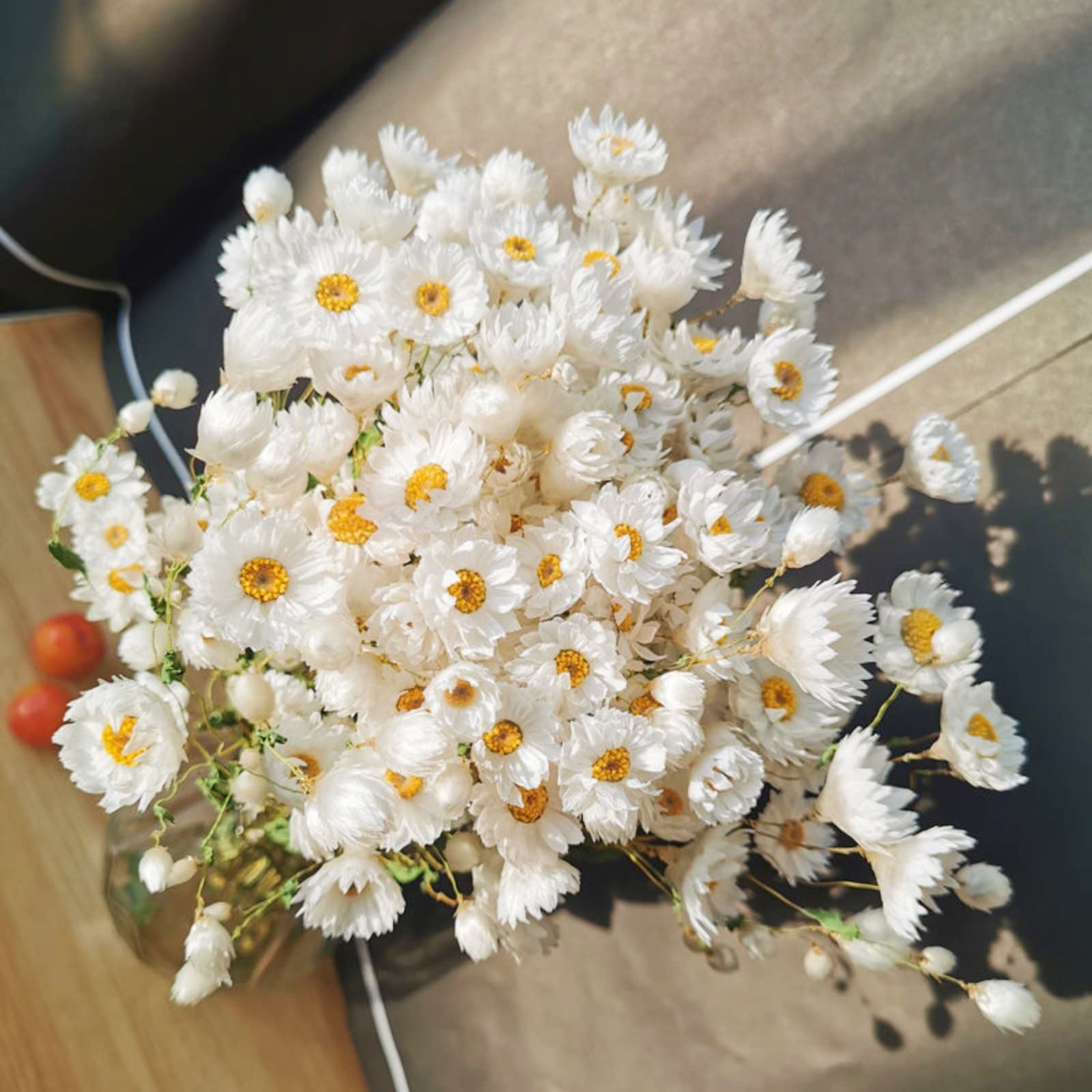 Dried Daisy Flowers Bouquet,Real Dry White Flower,Gerber Daisies Arrangements for Wedding,Farmhouse Decorations,DIY Home Decor