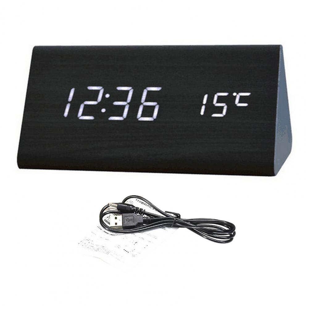 Digital Digital Digital Clock camera da letto - Orologio elettrico Orologio USB Batteria USB Backup Volume regolabile Dimmer Snooze Legno elegante