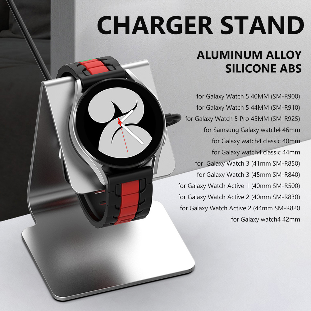 Charge Stand Watch Holder Aluminium Alloy Stand Mount Rotatable Silicone Card Coil Non-Slip Mat for Samsung Galaxy Watch 5 PRO/5