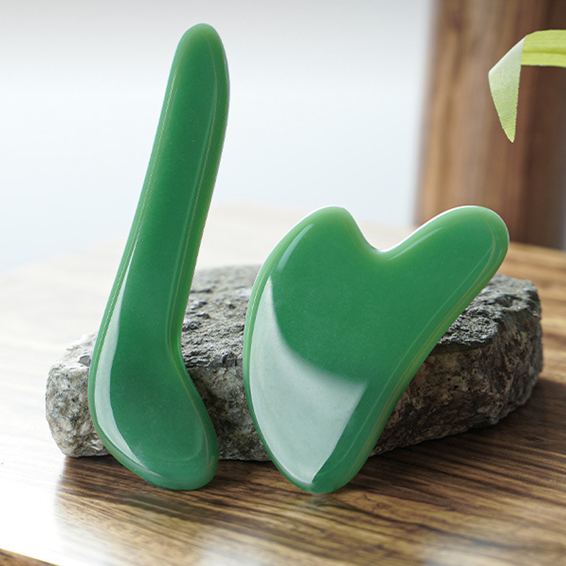 Green Jade Stone Gua Sha Sha Natural Gouache Scraper Spa ACUPUNCTURE Thérapie Facial Lift