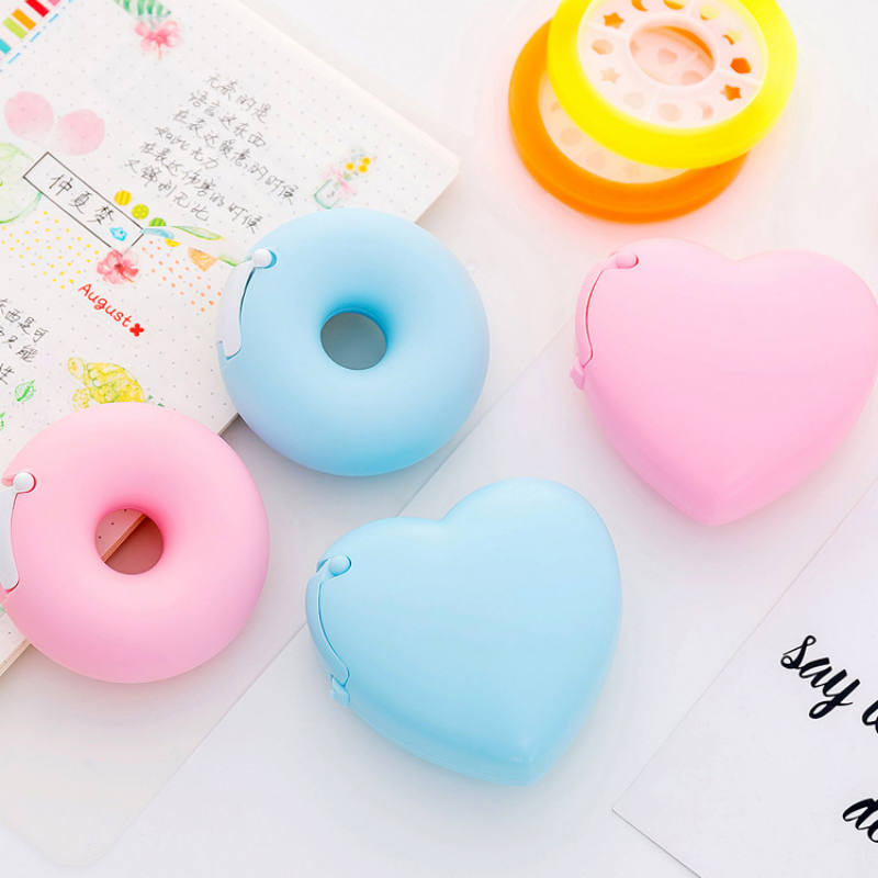 Love Donut Stationery Masking Tape Cutter Paper Washi Tape Storage Organizer Tape Dispenser Cutter Office Supplies