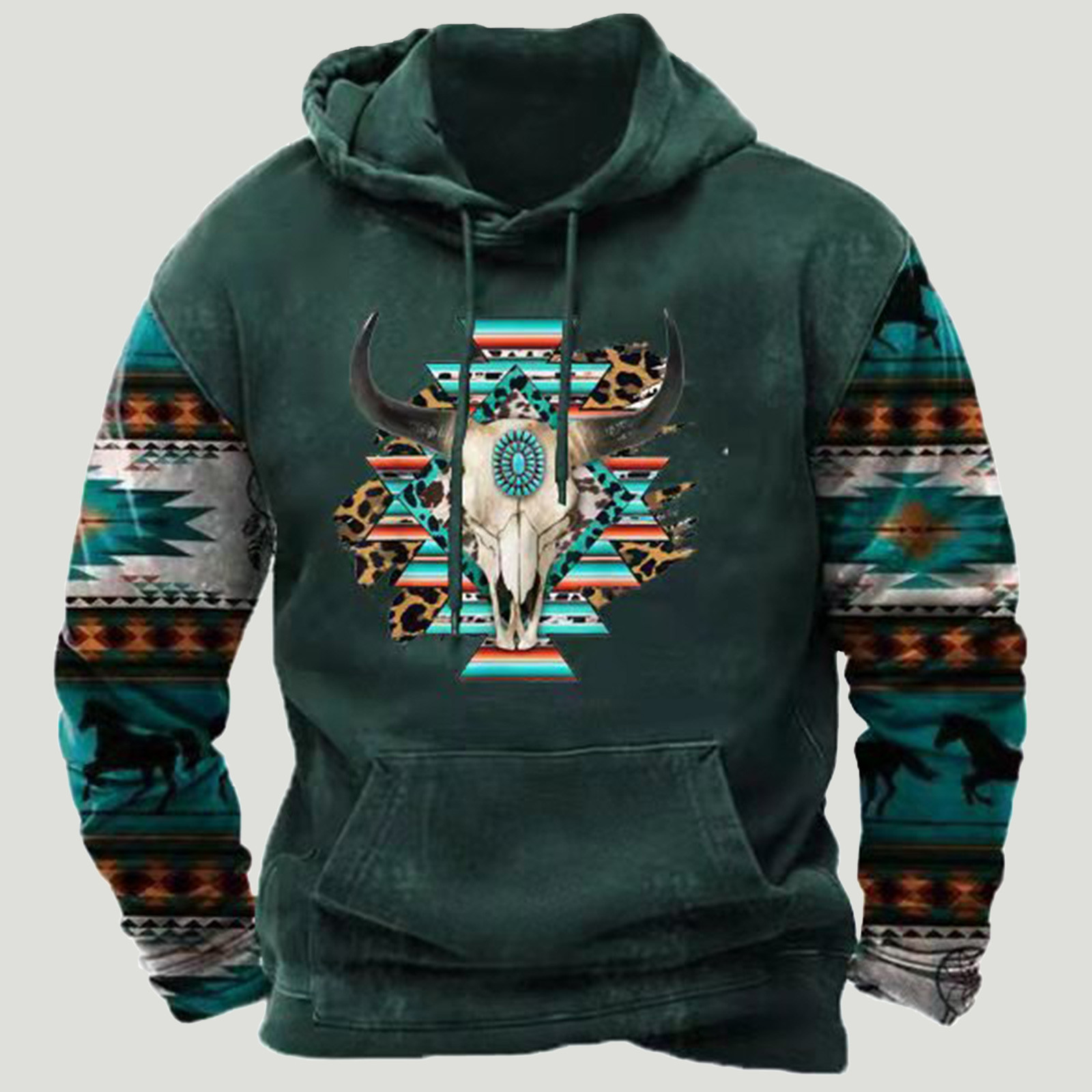 Autumn Spring Men's Western Ethnic Hoodies Tactical Sweatshirt 3D Print Pullover Outdoor Long Sleeve Loose Hoodie Men kläder