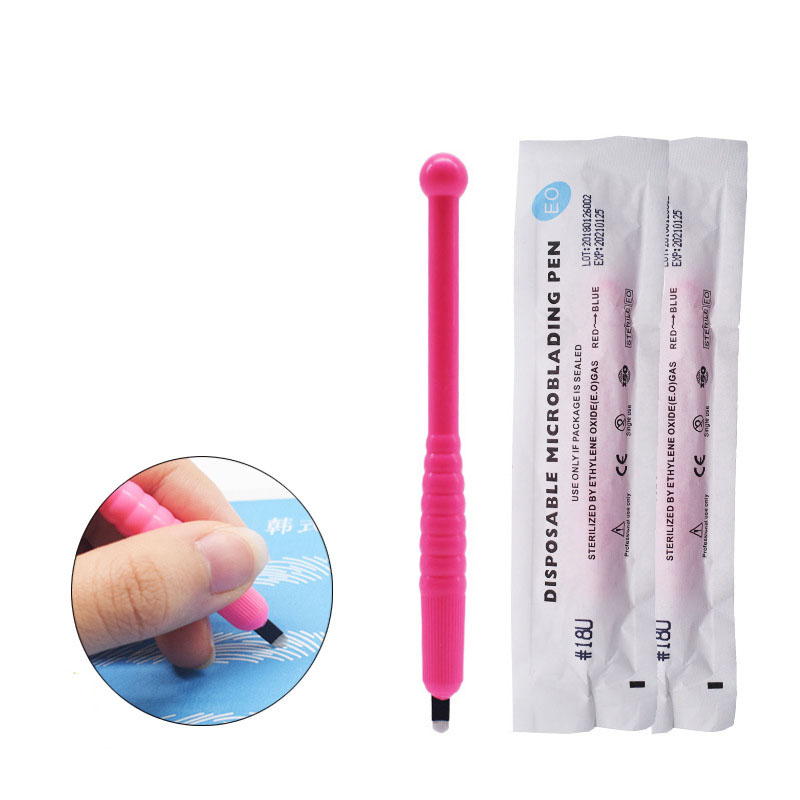 Disposable Microblading Manual Pen with Needle and Cap Permanent Makeup 9/12/14CF 18 U Blades
