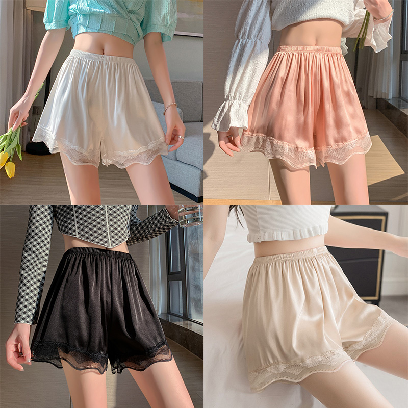 2023 Women Panties Safety Shorts Summer Lace Satin Ice Silk Homewear Under Skirt Pajamas Shorts Cool Comfortable Women's Shorts