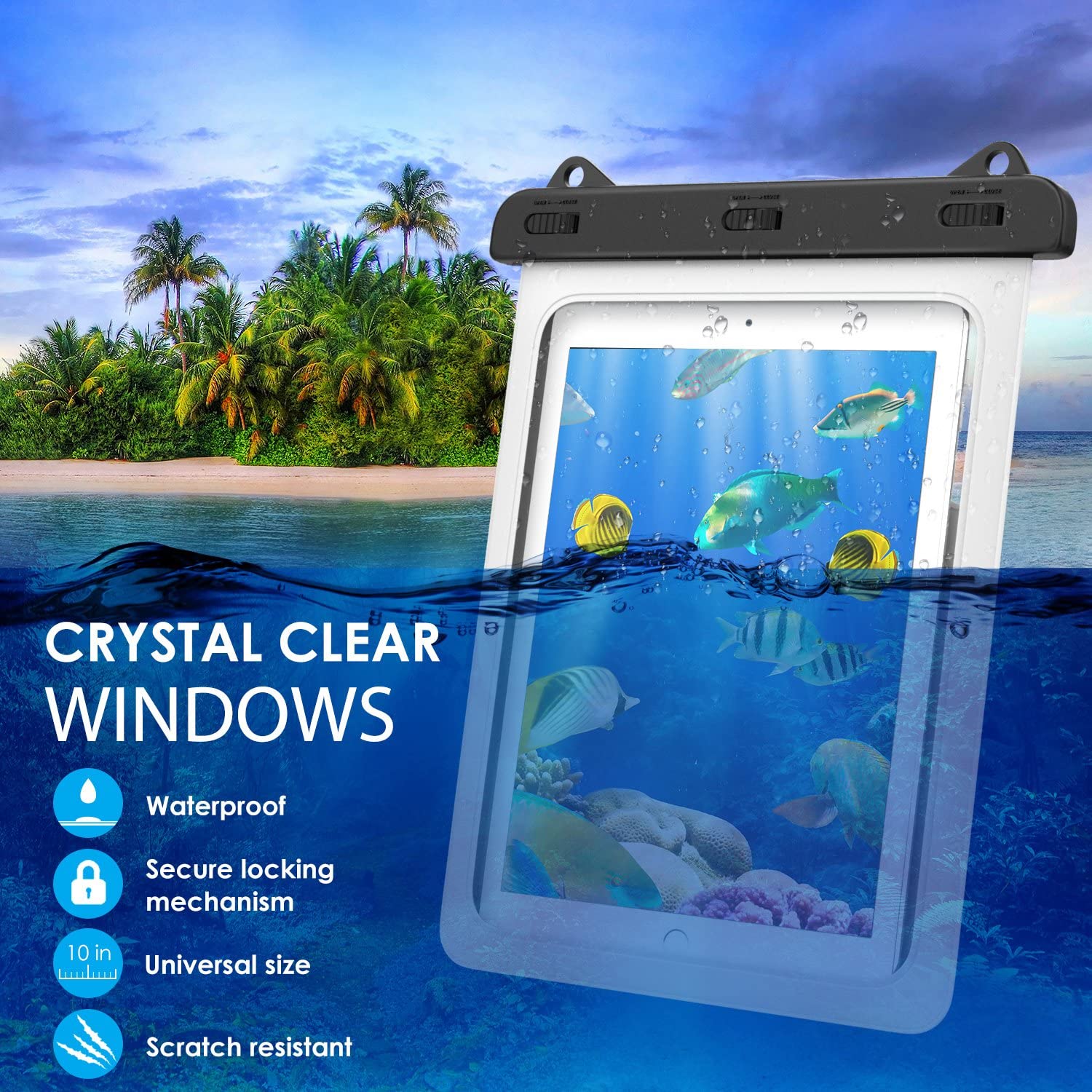 Moko Waterproof Tablet -fodral för iPad Mini 6, iPad 9.7 6/5/4/3/2, iPad Pro 9.7, iPad Air 5 10.9/3/2tablet -påse torrväska