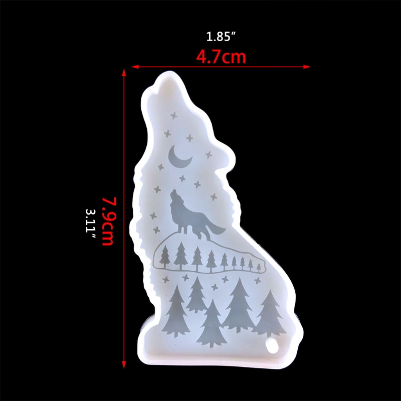 Glossy Wolf Silicone Molds Resin Keychain Mold DIY Polymer Clay Molds Epoxy Craft Mold Animal for KEY Chain Mould with H