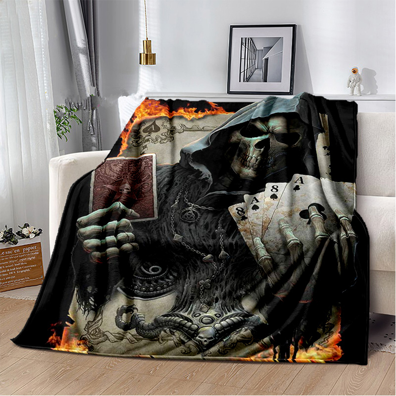 Skull Series poker poker flor cobertor colcha de roupas de cama sofá couch lear throw manta de flanela cobertor colaborado presente de halloween presentes