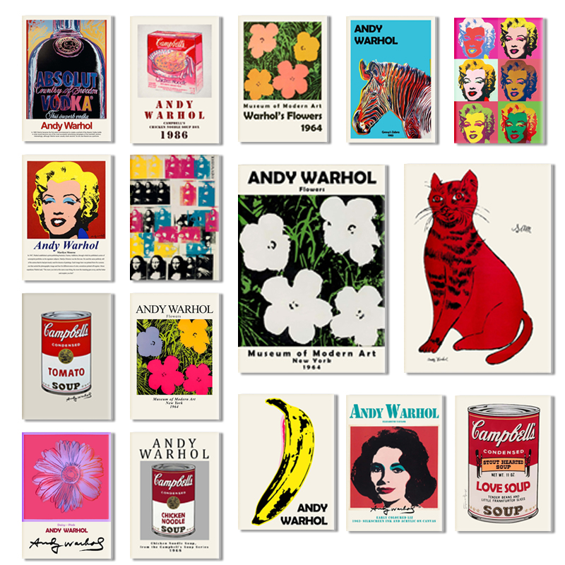 Andy Warhol Pop Art Canvas Poster Blumen Vintage Malerei Trends Wandkunst Druck für Wohnzimmer Hausbilder Wanddekoration