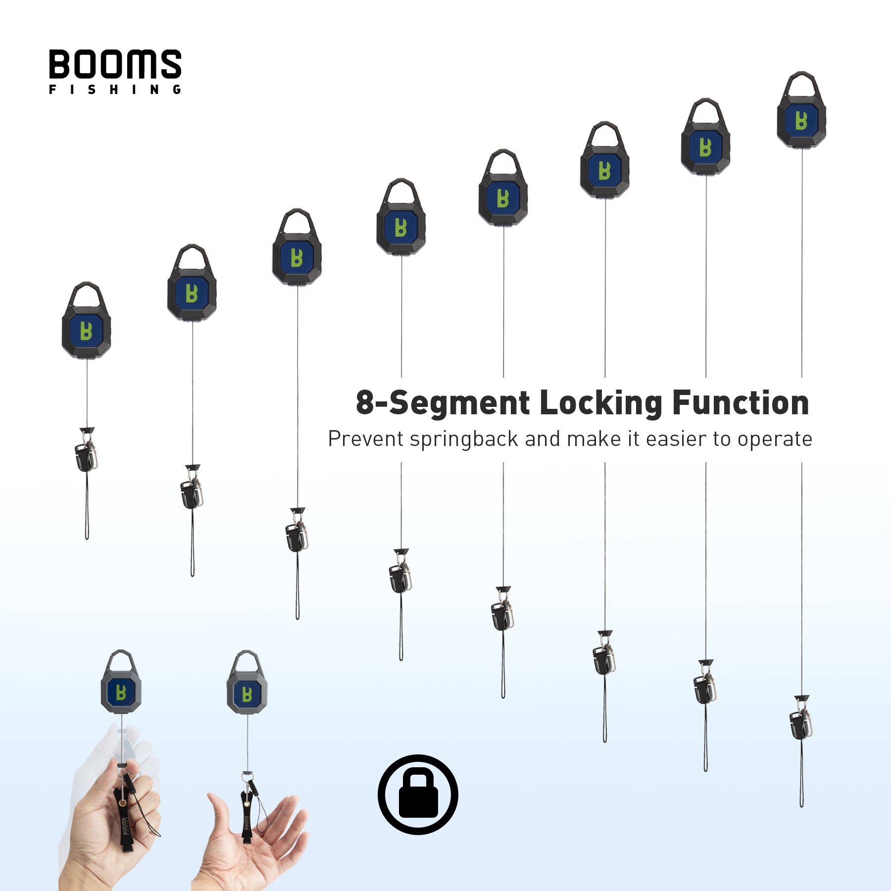 BOOMEN VISSEN RG4 VLACHT VISSING TROGLEGEN Retractor vergrendelings tandwiel ketting zware intrekbare sleutelhanger met stalen koordaccessoires