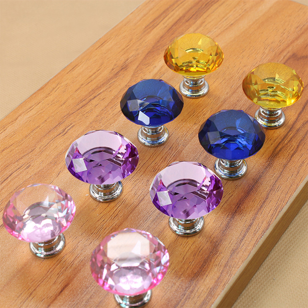 10st Colorful Diamond Shape Crystal Glass Cabinet Knob Jewelry Box Drawer Pull Handtag Möbler Handtag Hårdvara