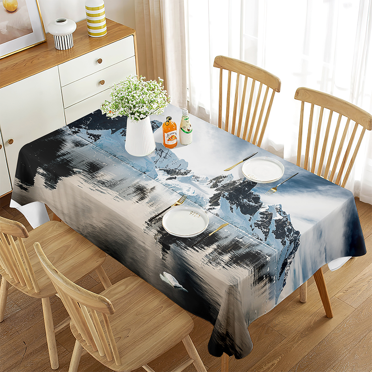 Antarktis Iceberg Tdukel Rektangulär kall Antarktis Iceberg Snow Scene Tea Table Kitchen Matsal Party Decor Dekor