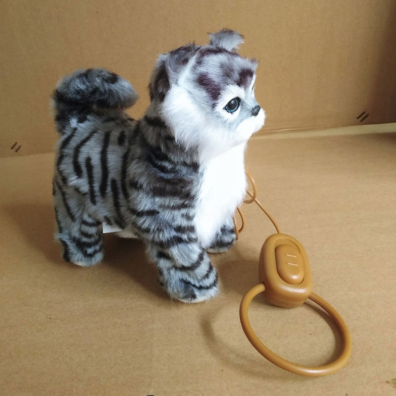 Robot Cat Electronic Plush Toy Sing Song Puppy smycz Control Muzyka Walk Bark Electric Kitten Pet Kids Birthday Gift