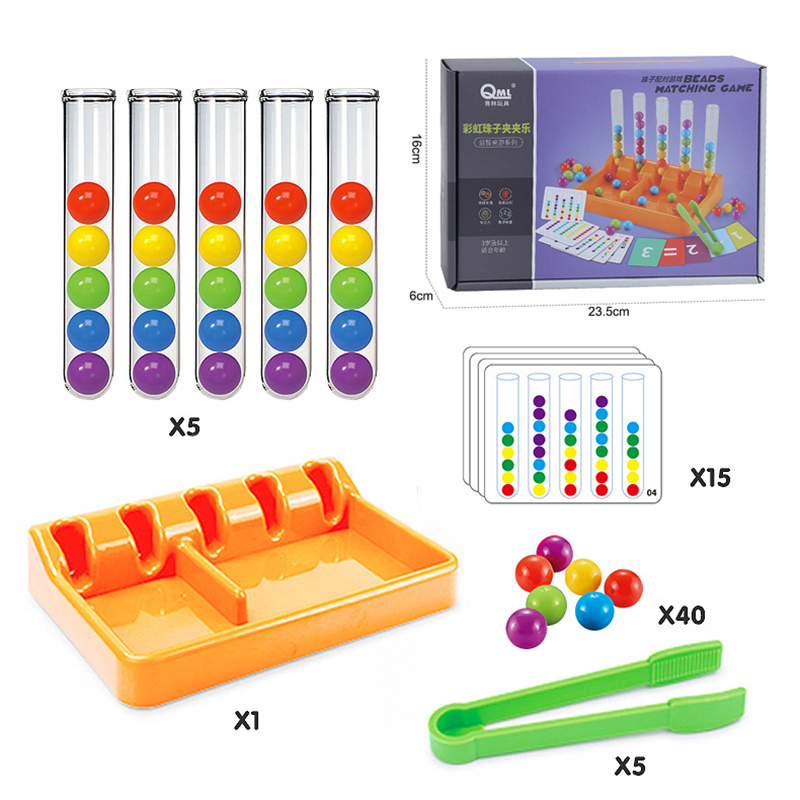 Kids Montessori Rainbow Balls Sorting Educational Toys Test Tube Matching Game Number Color Math Toddler Learning Teaching aids