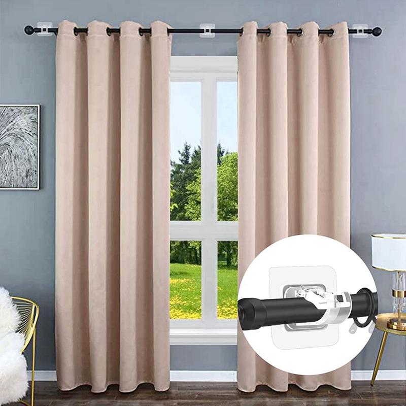 Self Adhesive Curtain Rod Holders No Drill Curtain Rods Brackets No Drilling Nail Free Adjustable Hooks