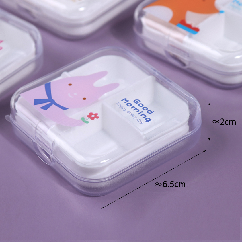 Portable Empty Drugs Box 4 Compartments Mini Cute Pill Box Medicine Case for Healthy Carem Pill Box Storage Organizer