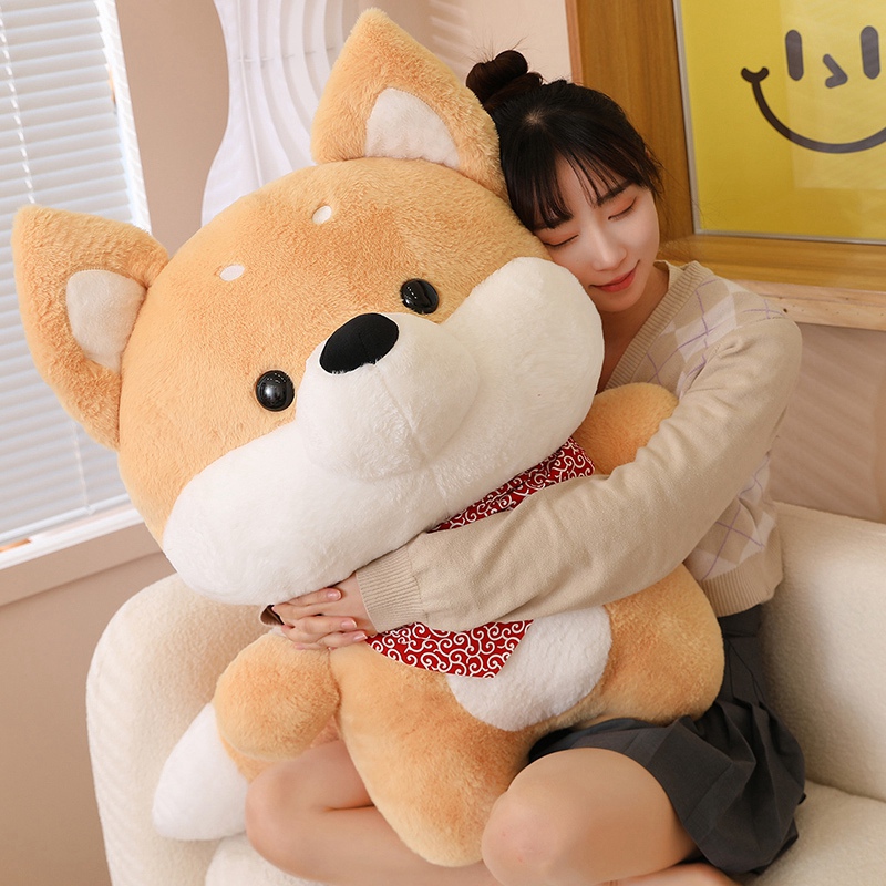 50/70/90 cm Shiba inu Dog Plashhie Toys carino marrone shiba inu con scraf peluche soft kids kawaii cuscino bambini regali