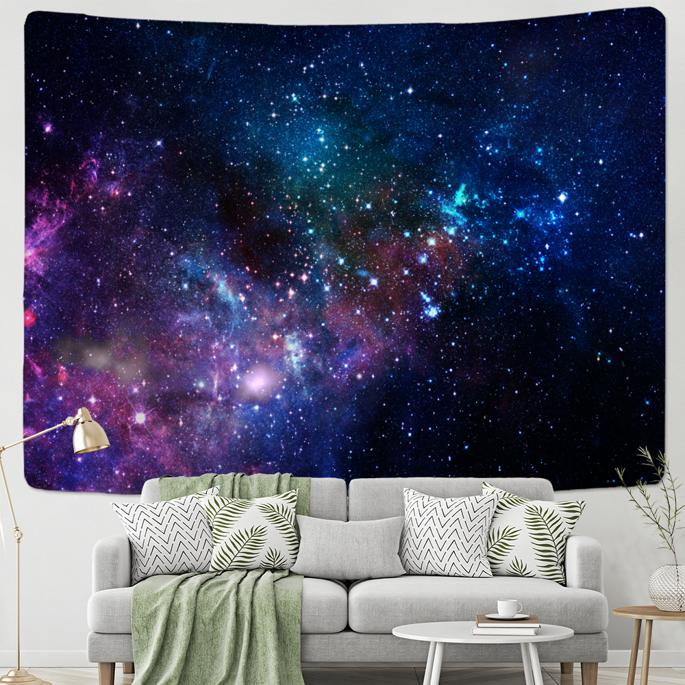 Lahasbja Galaxy Tapestry Blue Starry Sky Tapestry Universe espace tapestries mur suspendu étoiles mystérieuses étoiles pour dortoir