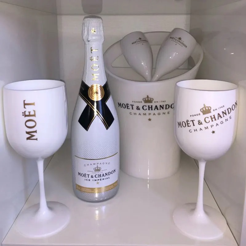 2st vinglasglasögon Champagne Plastisk elektropläterad vit, rosa guld PS -bägare Moet Cup