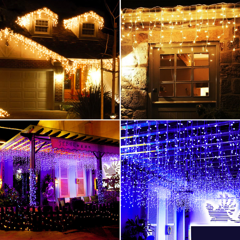 LED Ice Pillars/Ice Stripes/Snowflake Light Strings Fairy Curtains Christmas Lights Outdoor Garden Party Home Street Garland