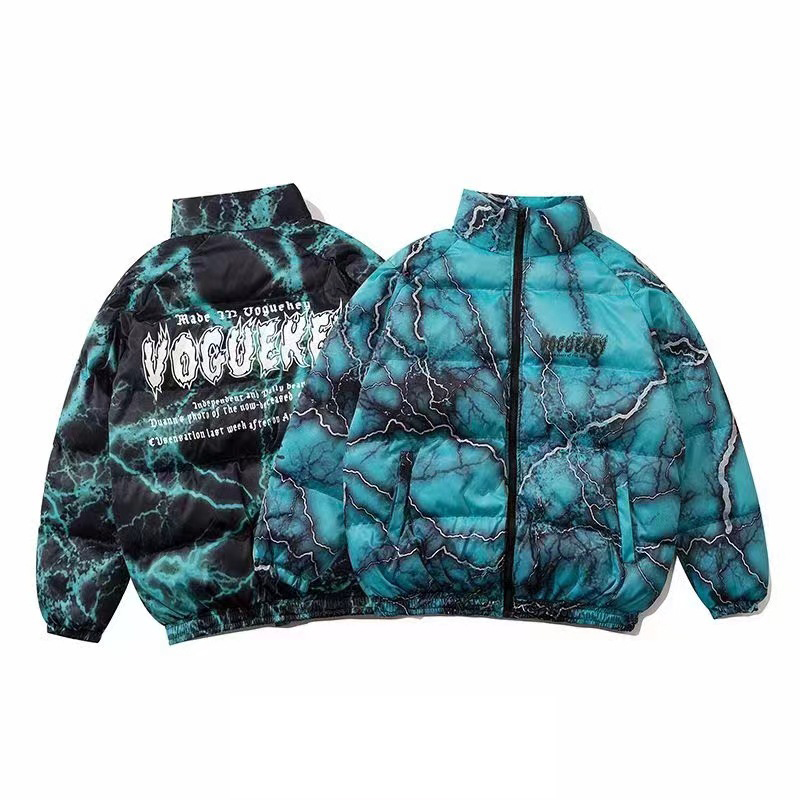 Cashew Flowers Printing Mens Down Jackets Casual High Quality Parkas Hip Hop Double-sided Wear Winter 2023 Coats Men's Clothing