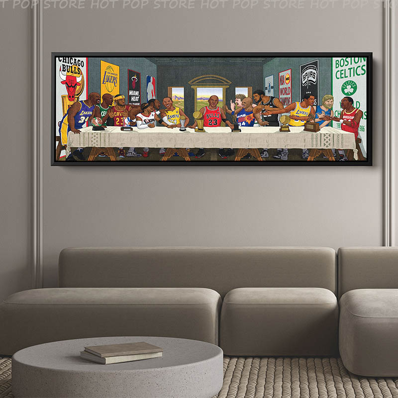 Last Supper Basketball Legends Legendary Players Comics Canvas målning tryck väggkonst bilder för vardagsrum heminredning gåva