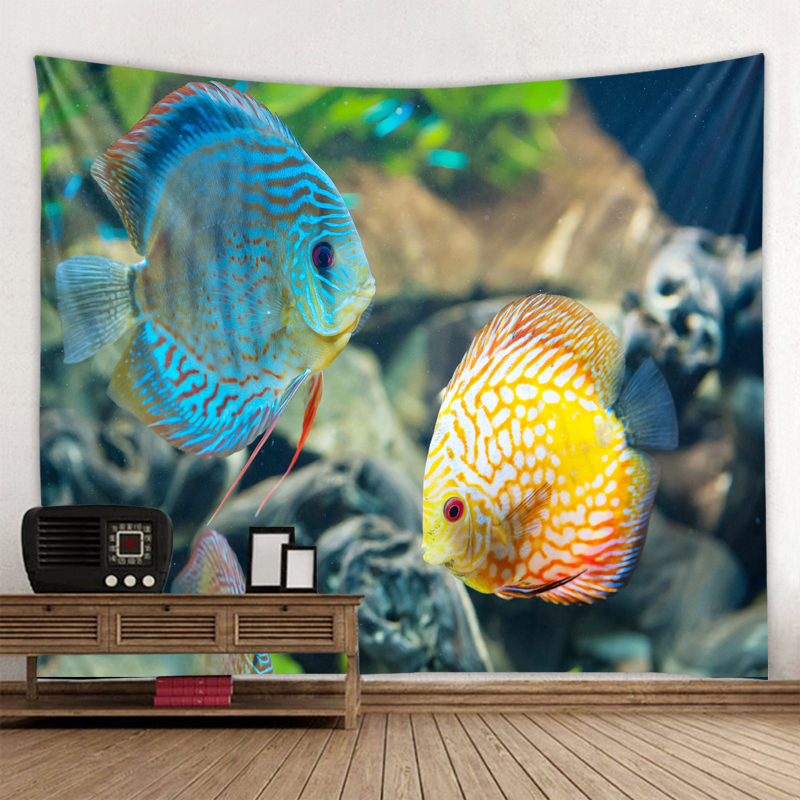 Sea World 3D Printing Tapestry Wall sospeso Underwater World Marine Tema Tema Bedro DECORAZIONI Tenda sospesa