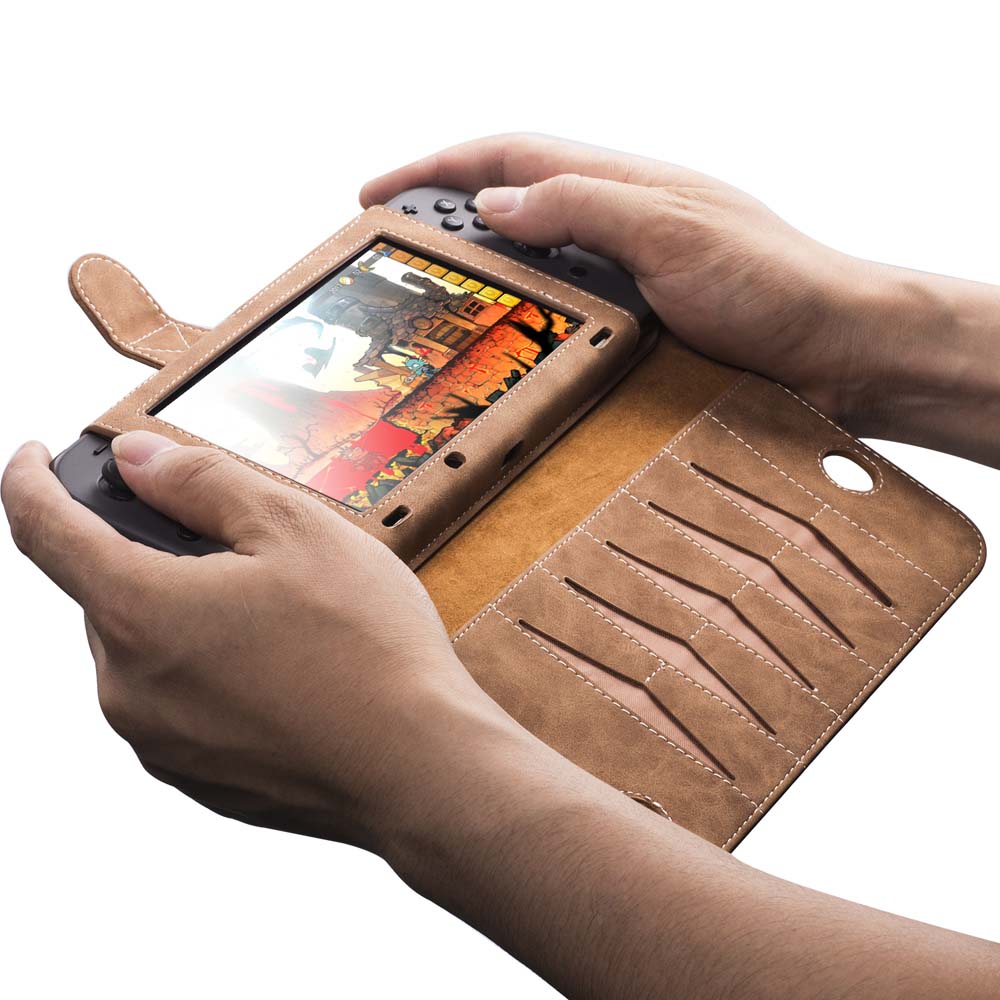 Casse in pelle PU Multi-Card Slot Nintendo Switch OLED Copertina Flip Portafoglio Porta Protezione Borsa Wtih Wtih Bolso