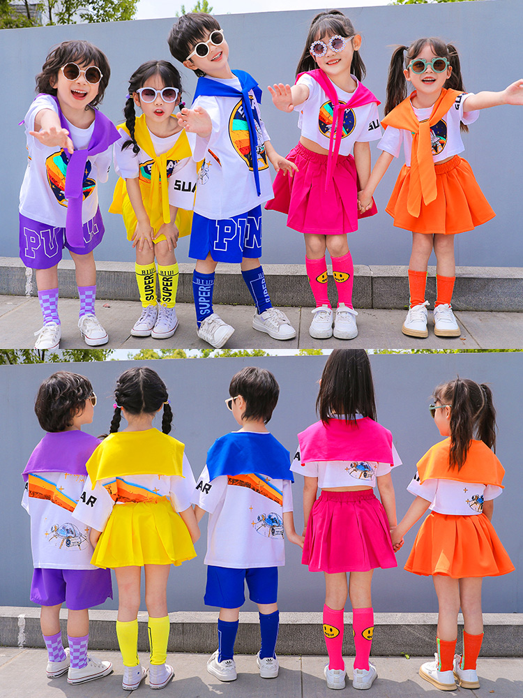 Trajes de dança de jazz do Dia Infantil para crianças do jardim de infância de líderes de líderes