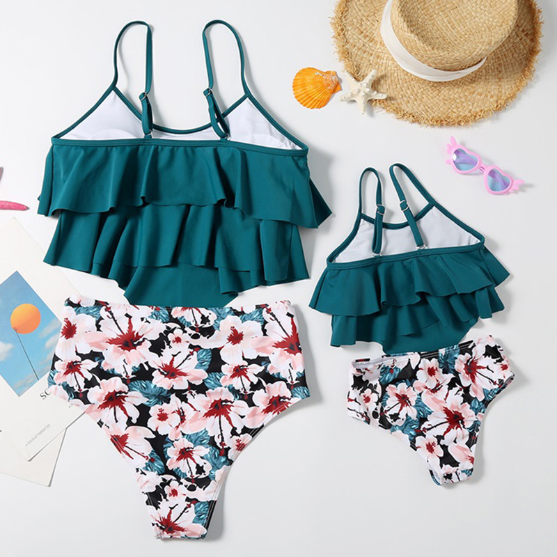 Famiglia Matching Swimwear Mother Daughter Two pezzi Bikini Bare da bagno Brachwear Brachwear Matching Mom Kids Swimsuit