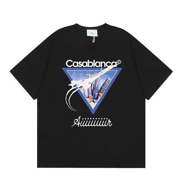 カサブランカの手紙印刷されたアメリカンハイストリートスモールカップルボトムメンズとレディース半袖Tシャツ