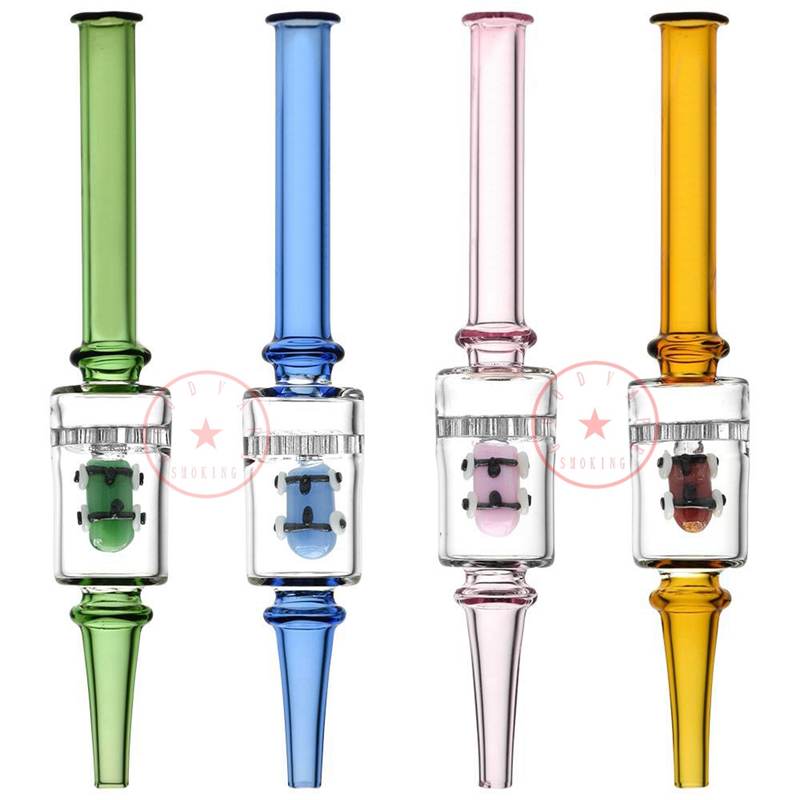 Latest Skateboard Colorful Pyrex Glass Pipes Honeycomb Filter Handpipes Cigarette Holder Dabber Tips Portable Innovative Smoking Oil Rigs Straw Hand Tube DHL