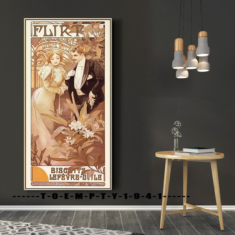 Flirt by alphonseio bucha vintage pôster impressão 1910s arte de parede de parede pintura vintage decoração de sala de casa vintage poster de anúncio vintage