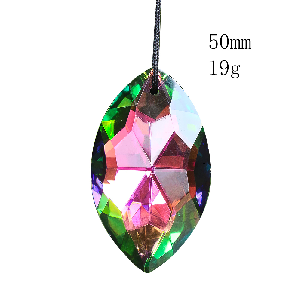 50MM Colorful Rainbow Horse Eye Rugby-shape Crystal Faceted Prism Flower Glass Charm Curtain Suncatcher Chandelier Hanging Decor