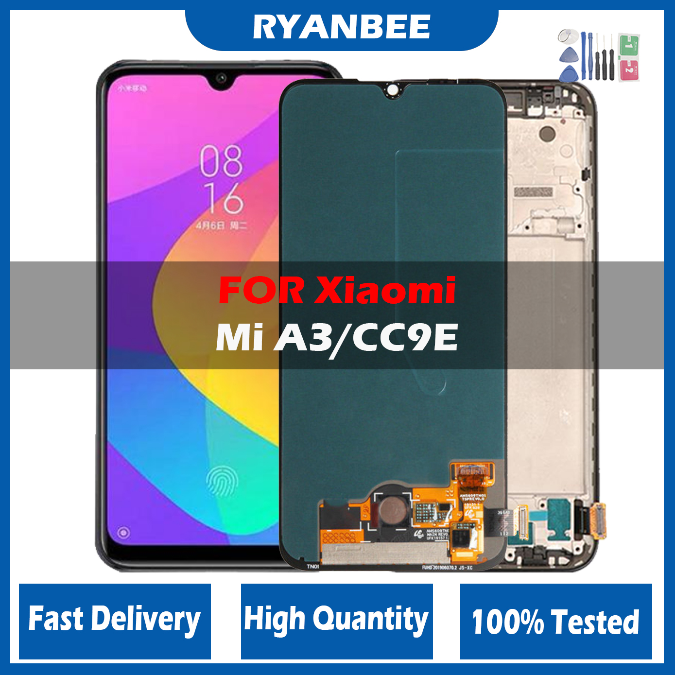 AMOLED For Xiaomi Mi A3 CC9E LCD Touch Screen Replacement With Frame Display For Mi A3 M1906F9SH M1906F9SI LCD Display Assembly