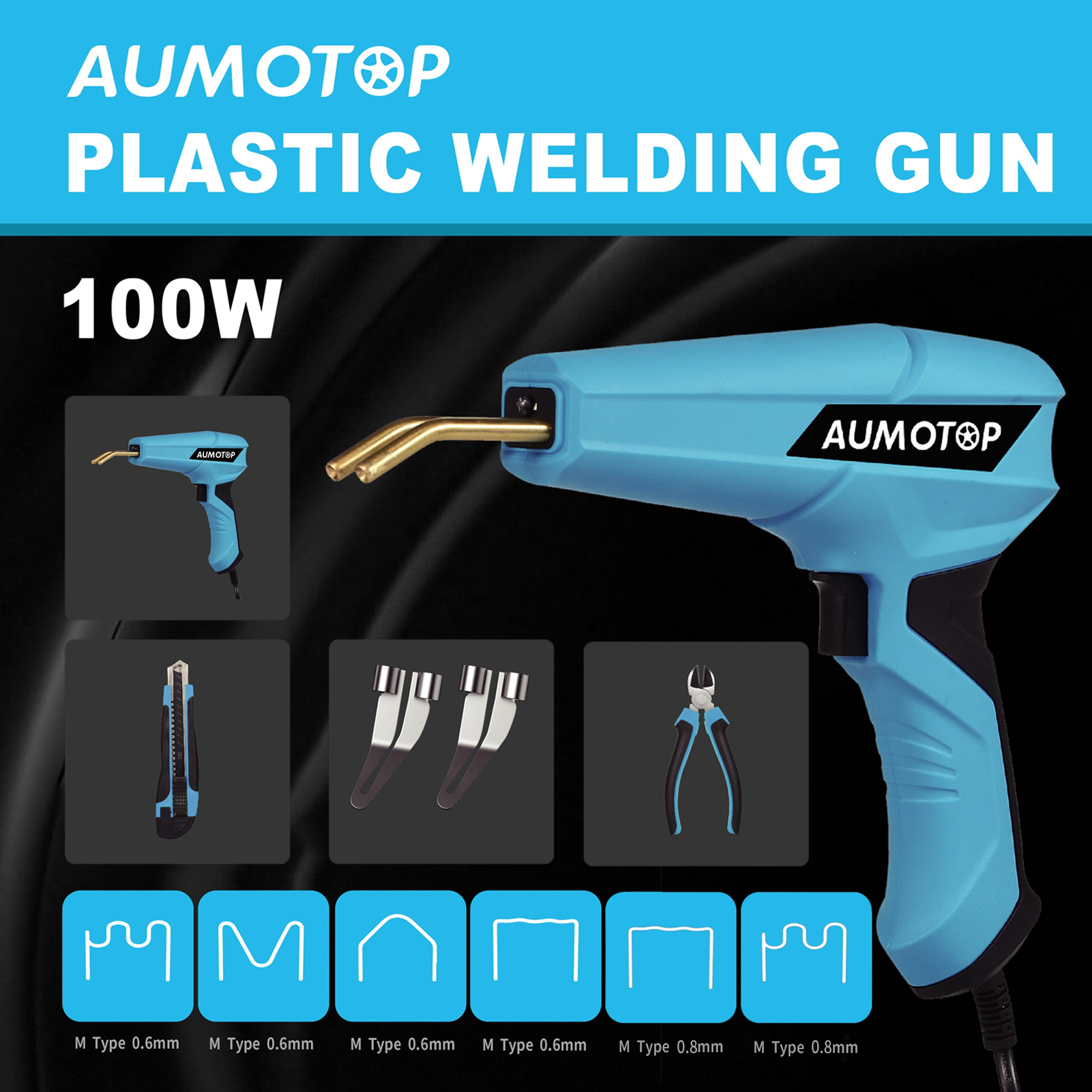 100W Hot Stapler Plastic Welder Machine Car Bumper Repair Kit with Pliers Knife Welding Nails Welding Gun Machine Tools