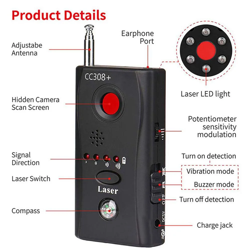 Dildos Wireless Camera Signal Detector multifonction CC308 + Radio Wave Signal Camera Detector Full Range WiFi RF GSM Device Finder